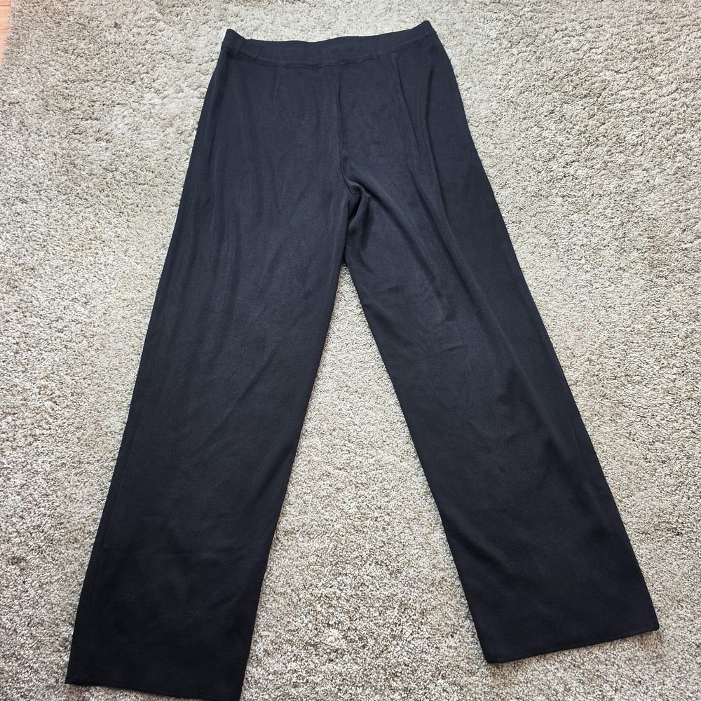 VTG Misook Pants Womens L Petite Black Knit Relaxed Fit Pull On Dress Pants